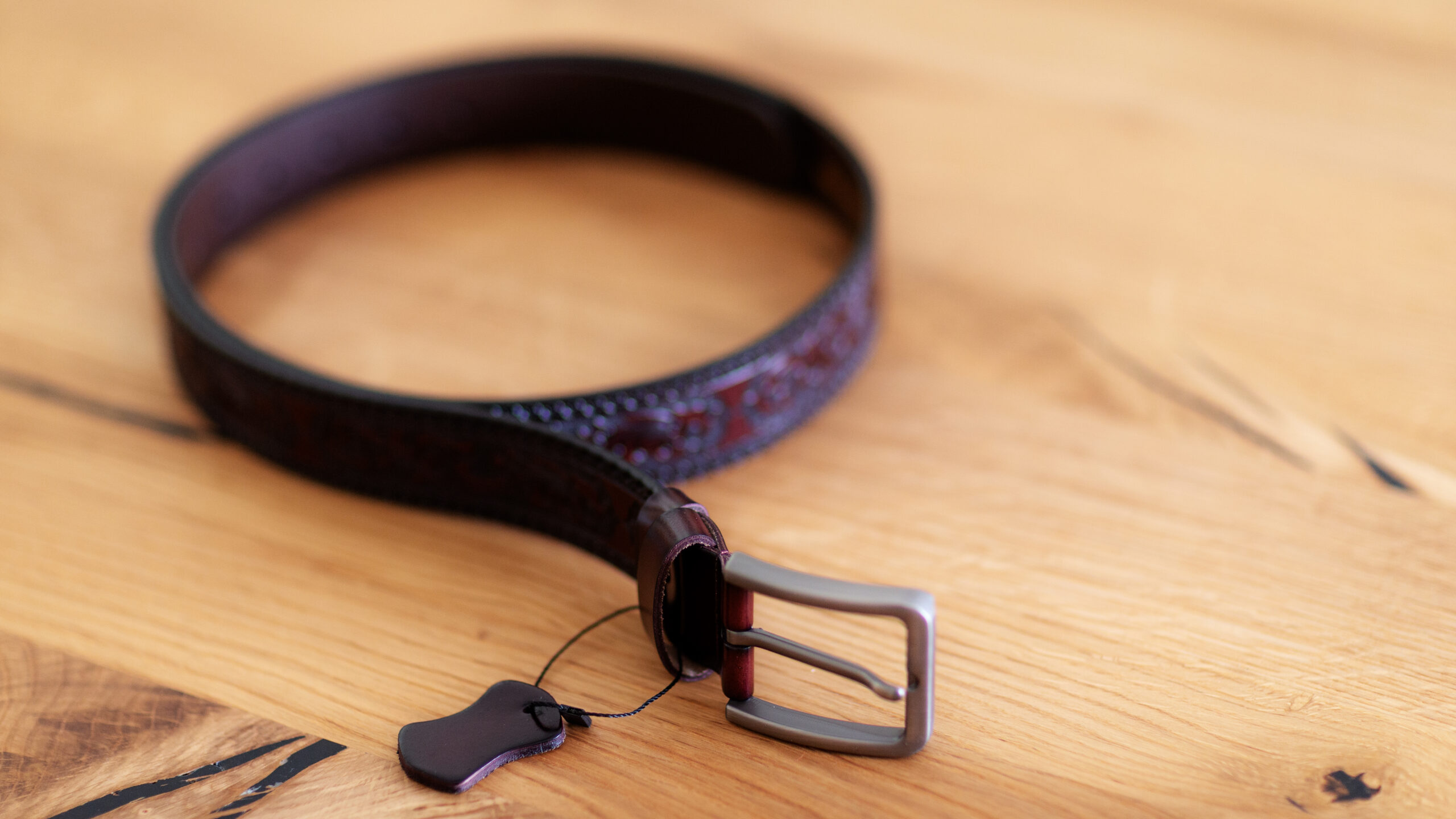 Gürtel mit Schnalle Flower Tooling Dark Brown  125cm