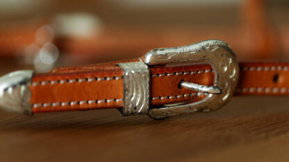 EE Tack Ks Herm. Oak Leather Silver Buckle & Roller Doppeleinohr – Bild 5