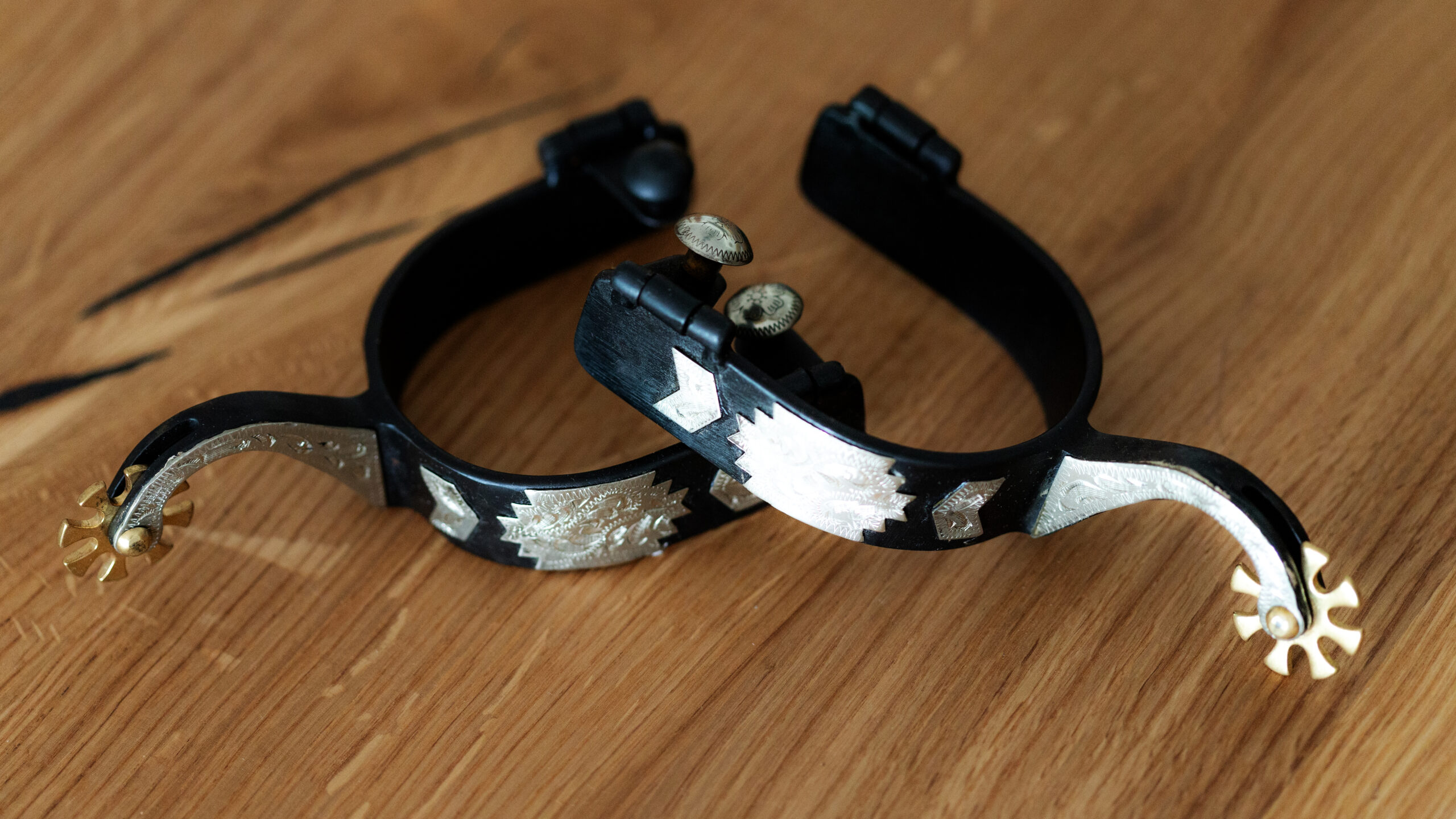 BS/GS Sporen Black Steel mit German Silver