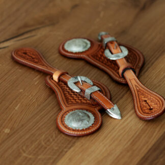 Sporenriemen Silver Buckle Set Großer Silver Concho US Leder