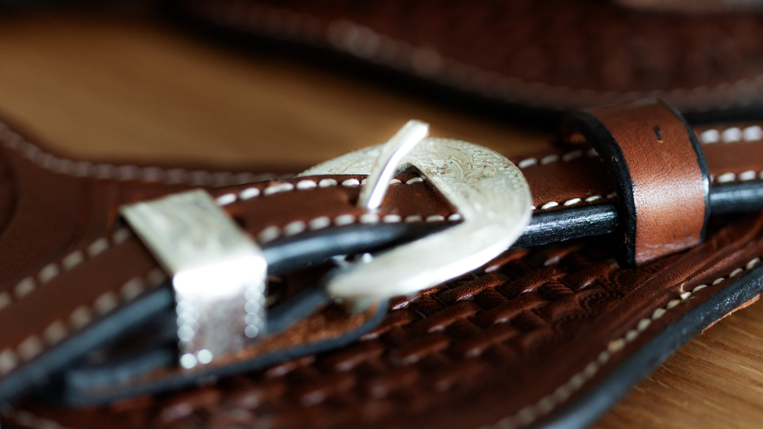 Sporenriemen Silver Buckle Set Großer Silver Concho US Leder – Bild 12